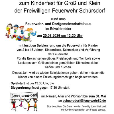 FF Sch&uuml;rsdorf Einladung Kinderfest 2026